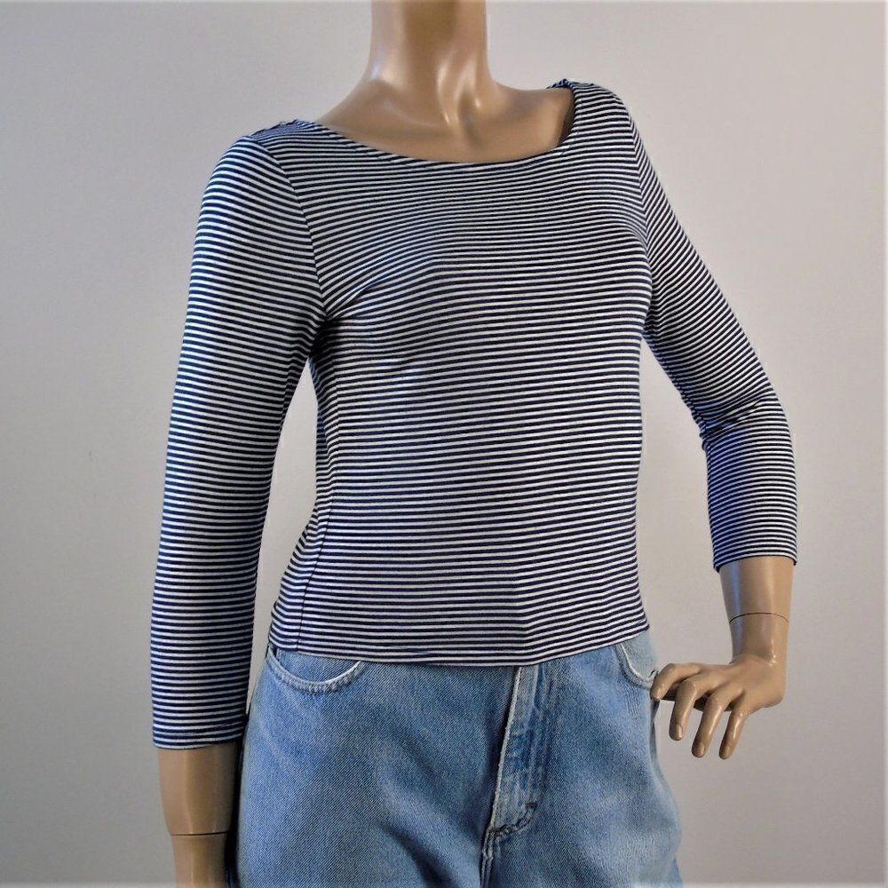 Pinstriped Navy Blue Stretch Cropped Top